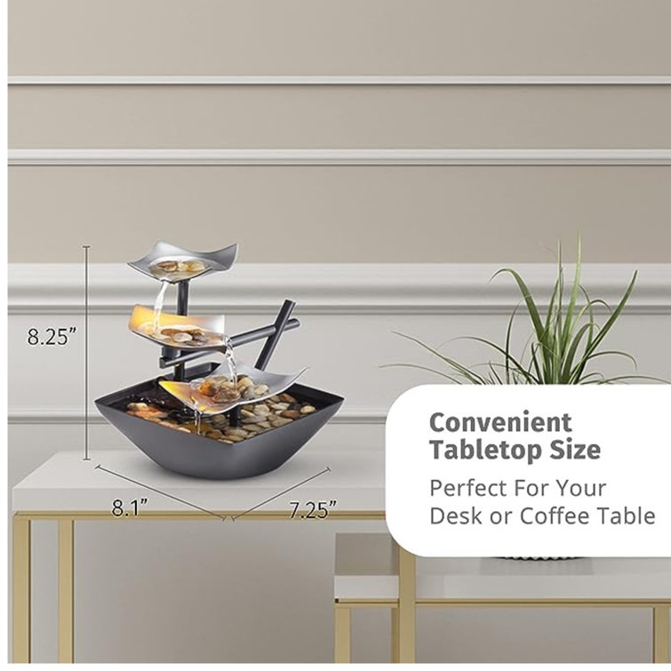 HOMEDICS Bamboo Weather Resistant Tabletop Fountain with Light